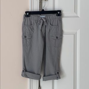 Old Navy Girls Roll Tab Gray Linen Capris
